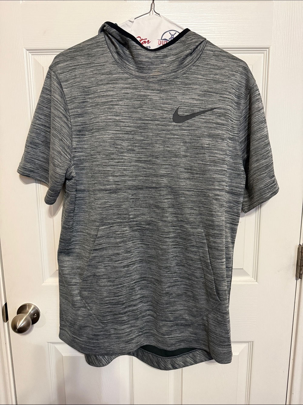 Nike Women’s Heather Gray Short Sleeve Hoodie Tunic with Swoosh